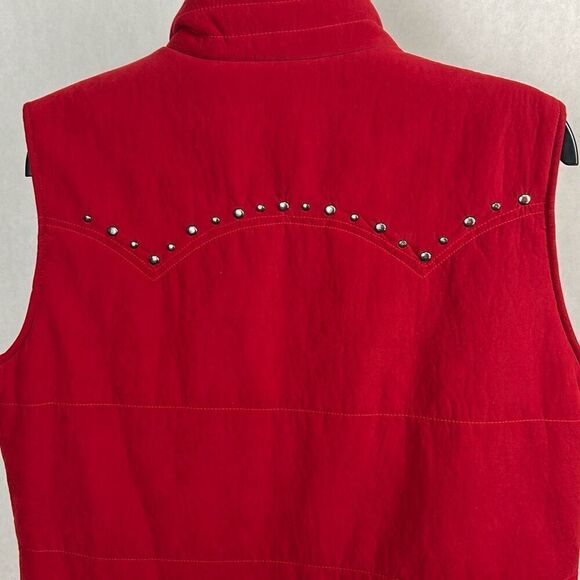 Cowgirl Up Womens Vest Sz Large Red Equestrian Snaps Pockets Polyester Suede - Picture 6 of 9